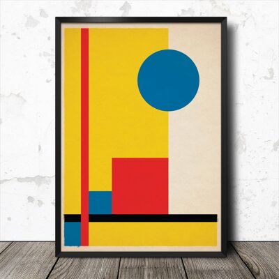 Bauhaus 01 Inspired Abstract Geometric Minimalist Art Print