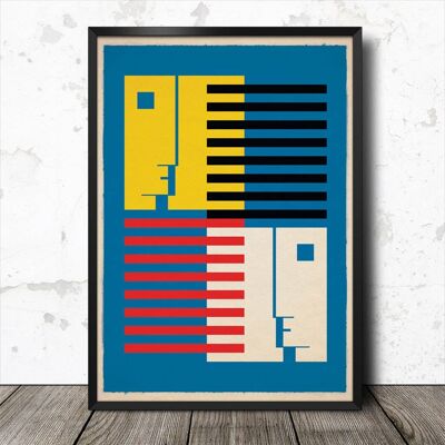 Bauhaus 10 Inspired Abstract Geometric Minimalist Art Print