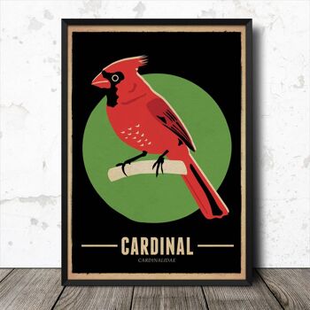 Affiche de nature de style rétro vintage oiseau cardinal Impression artistique