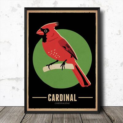 Cardinal Bird Vintage Retro Style Nature Poster Art Print