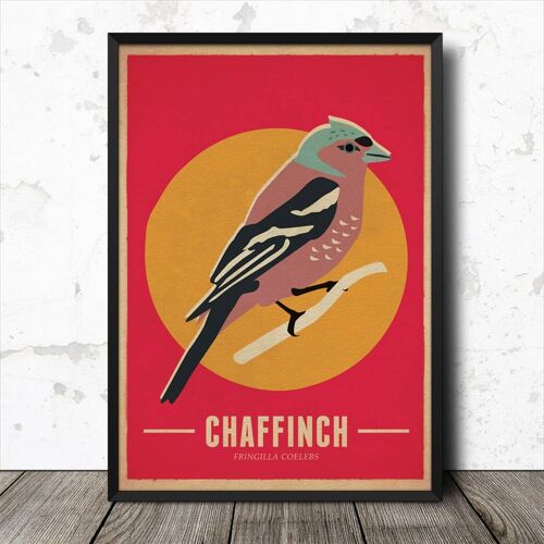 Chaffinch Bird Vintage Retro Style Nature Poster Art Print