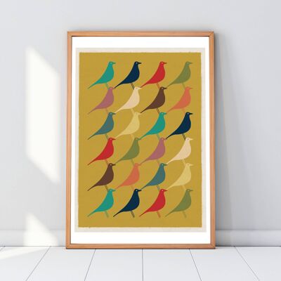 Póster moderno de mediados de siglo de Eames Bird Lámina artística