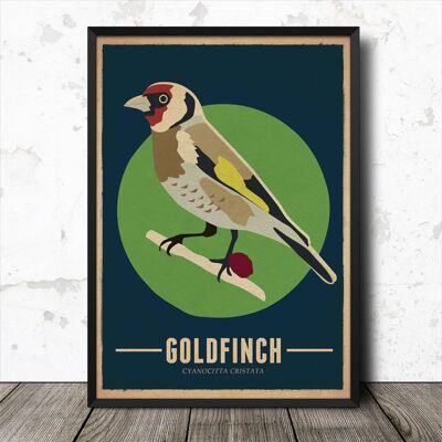 Goldfinch Birds Vintage Retro Style Nature Poster Art Print