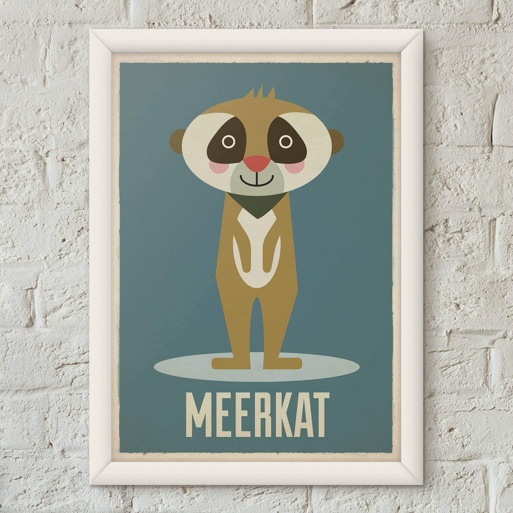 Suricata Kids Child's Retro Nursery Art Print Póster