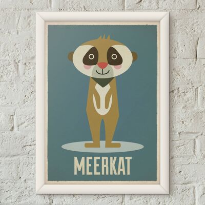 Poster di stampa d'arte della scuola materna retrò per bambini di Meerkat