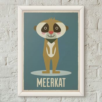 Impression d'art de pépinière rétro pour enfants Meerkat Kids Poster