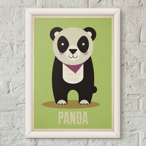 Panda Kids Child's Retro Nursery Art Print Poster