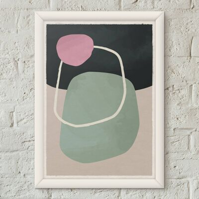 Poster con stampa artistica minimalista di Pebbles 05 Scandi in stile nordico