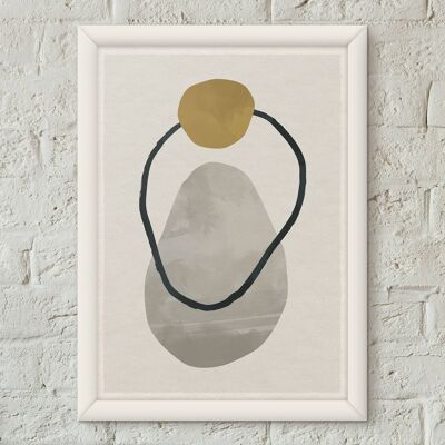 Pebbles 07 Scandi Nordic Style Minimalist Art Print Poster