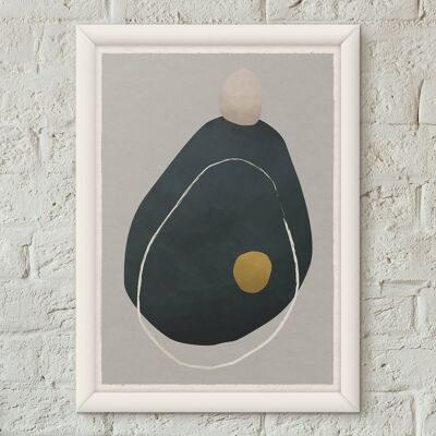Poster con stampa artistica minimalista di Pebbles 08 Scandi in stile nordico