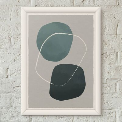 Pebbles 09 Scandi Nordic Style Minimalist Art Print Poster