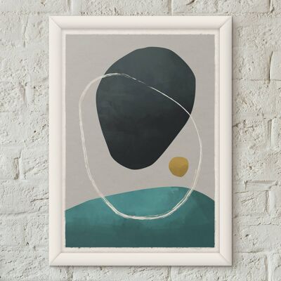 Pebbles 10 Scandi Nordic Style Minimalist Art Print Poster