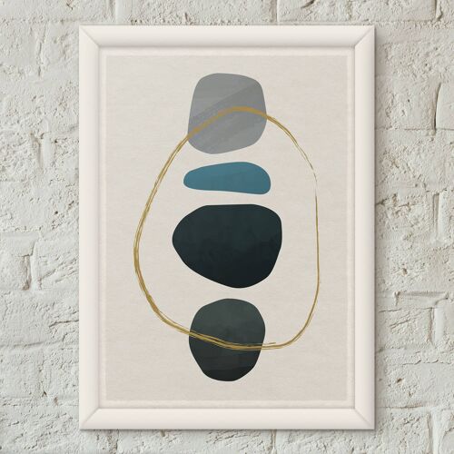 Pebbles 11 Scandi Nordic Style Minimalist Art Print Poster