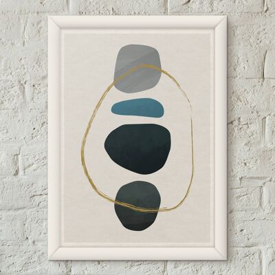 Pebbles 11 Scandi Estilo nórdico Minimalista Lámina Póster