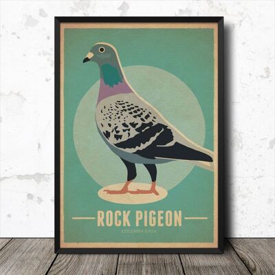 Pigeon Oiseau Vintage Style Rétro Nature Affiche Impression artistique
