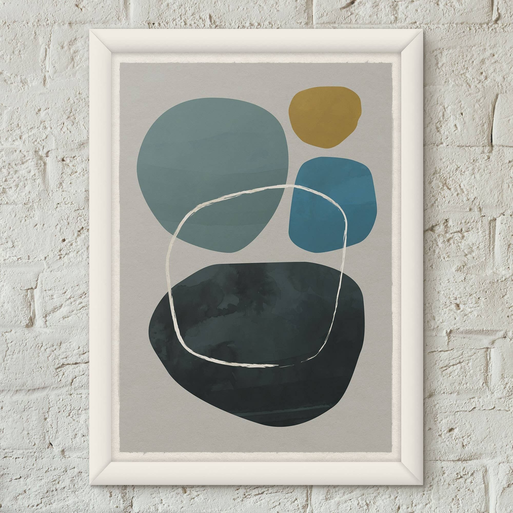Pebbles 12 Scandi Nordic Style Minimalist Art Print Poster