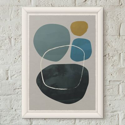 Poster con stampa artistica minimalista di Pebbles 12 Scandi in stile nordico