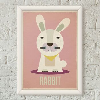 Impression d'art de pépinière rétro pour enfants lapin enfants Poster