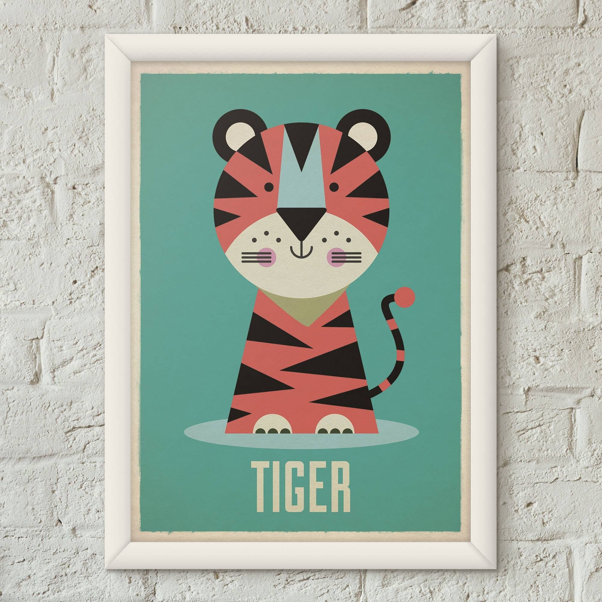 Póster Retro de la impresión del arte de la guardería del niño de Tiger Kids