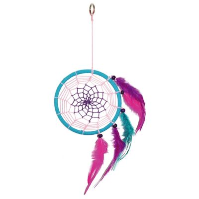 Dreamcatcher asimmetrico turchese e viola 32 cm