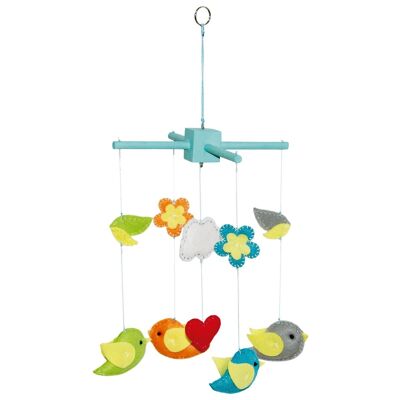 Mobile oiseaux & fleurs en feutrine 38cm