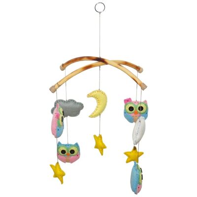 Felt mobile owls & stars 42cm