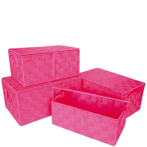 Set 4 fucsia baskets with lid