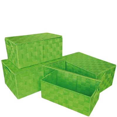 Set 4 cestas verdes con tapa