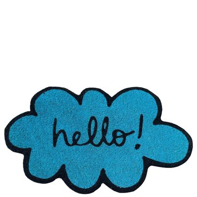 Fußmatte Wolkenform "Hallo" blau