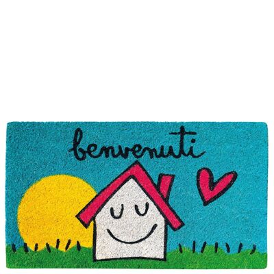 Doormat house & sun "benvenuti"