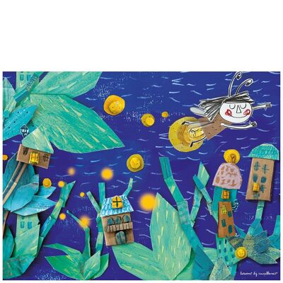 Tappetino in vinile per bambini "Rita at night" - 100x133x0,3cm