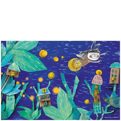 Vinyl mat for kids "Rita at night" - 133x200x0,3cm