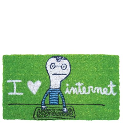 Doormat "I love the internet" green