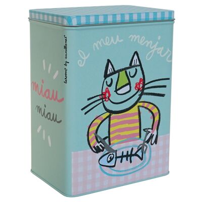 Caja metálica "el meu menjar" para gatos pequeña verde