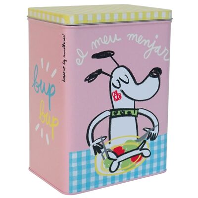 Caja metálica "el meu menjar" para perros pequeños rosa