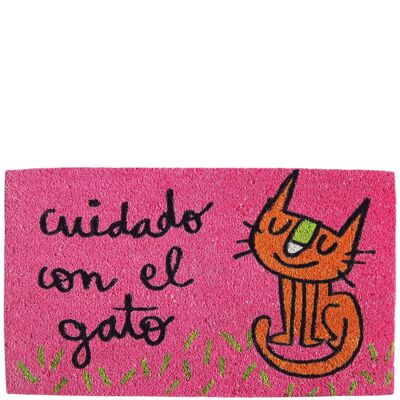 Zerbino "cuidado con el gato" rosa