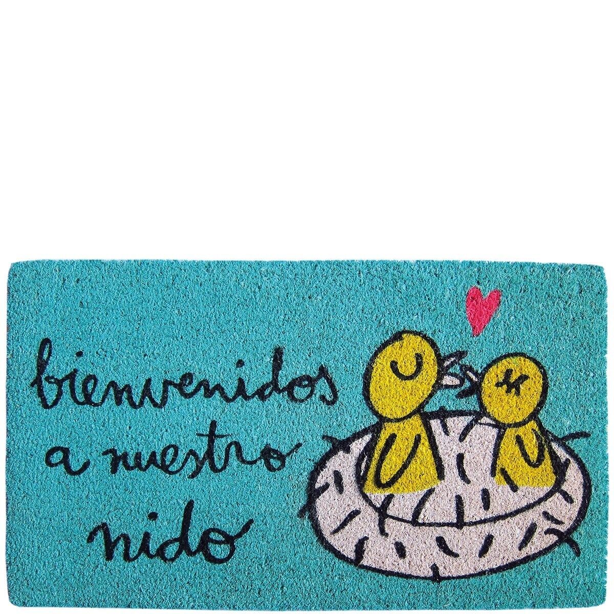 Doormat "bienvenidos a nuestro nido" blue