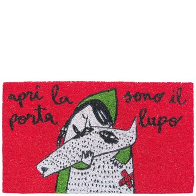 Fußmatte "apri la porta sono il lupo" rot