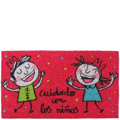 Doormat "cuidado con los niños" red