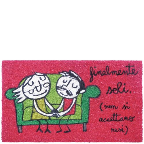 Doormat "finalmente soli (non si accettano resi)" red