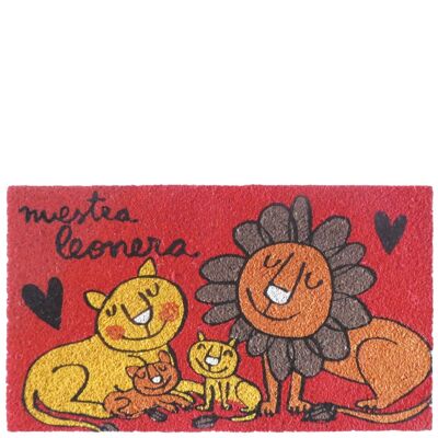 Doormat "nuestra leonera" red