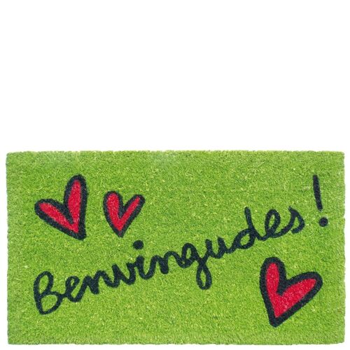 Doormat "benvingudes" green