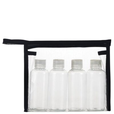 Kit Bottiglie da Viaggio - 4x60ml con tappi a vite