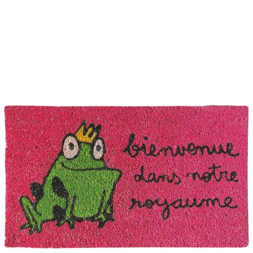 Doormat "bienvenue dans notre royaume" fucsia