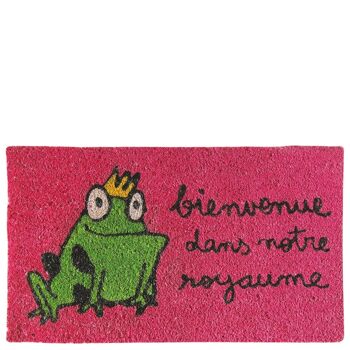 Paillasson "bienvenue dans notre royaume" fuchsia