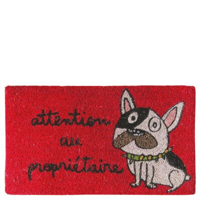 Doormat "attention au propriétaire" red