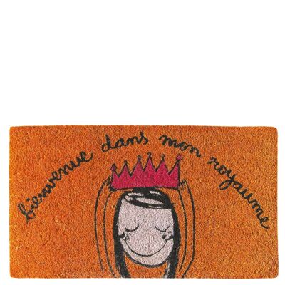 Doormat "bienvenue dans mon royaume" orange