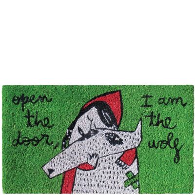 Fußmatte "Tür auf, ich bin der Wolf" grün