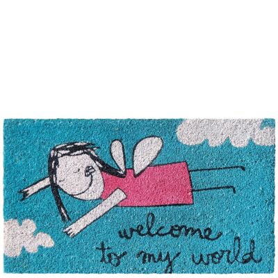 Fußmatte "Willkommen in meiner Welt" blau