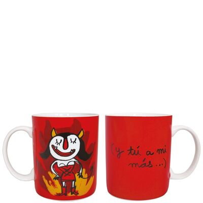 Taza "demonio, y tú a mi más..." roja